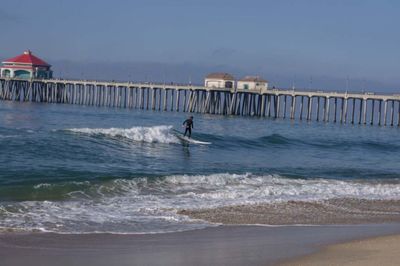 View of pier on beach