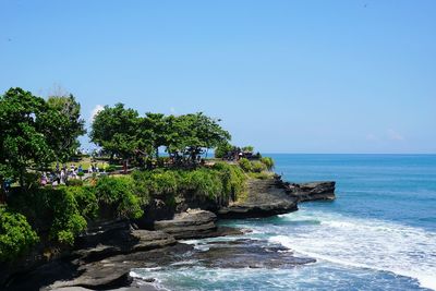 Scenic view of sea against clear sky