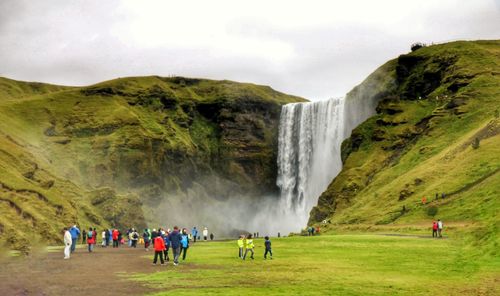 Scenic view of waterfall