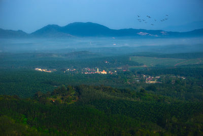 Scenic view of rural scene during dawn at asahan, melaka,malaysia