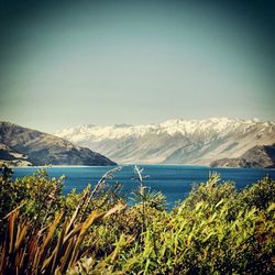 Scenic view of snowcapped mountains