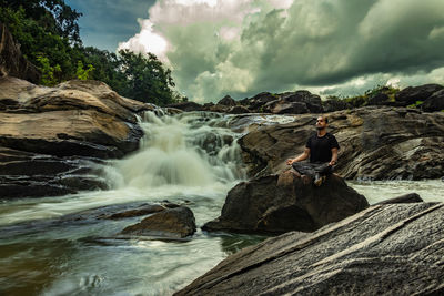 Scenic view of waterfall