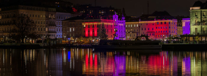 Illuminated city at night