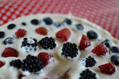 Close-up of fruit topping on cake