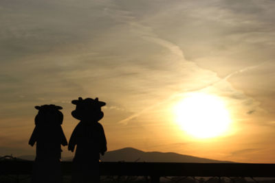 Silhouette people standing against sky during sunset