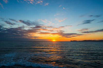 Scenic view of sea against sky during sunset