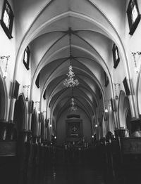 Interior of illuminated cathedral