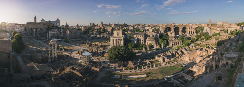 High angle view of buildings in city