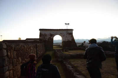 Tourists in old ruins