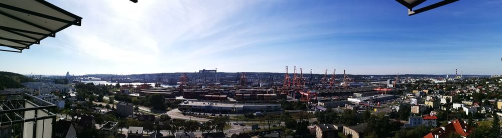 High angle view of city against sky