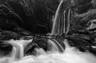 Scenic view of waterfall in forest