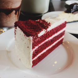 Close-up of cake in plate on table