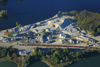 Aerial view of gravel extraction in botovo, croatia