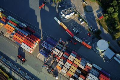Containers warehouse, aerial view. shipping and logistic concept