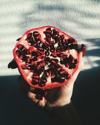 High angle view of red pomegranate 