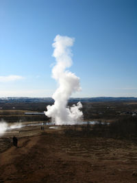 Scenic view of land against clear sky