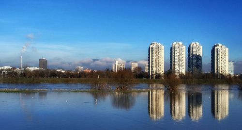 Reflection of buildings in water