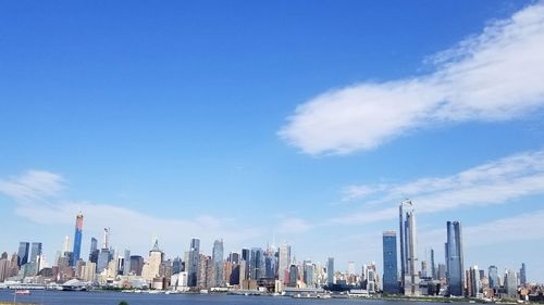 Panoramic view of modern buildings in city against sky