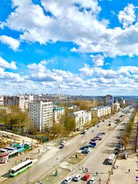 High angle view of city against sky