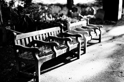 Empty bench in park