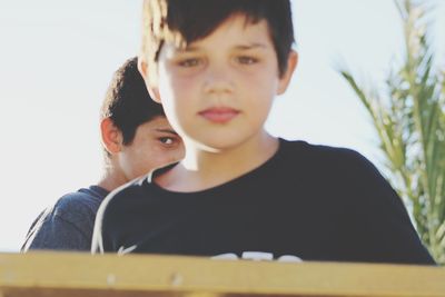 Portrait of cute boy outdoors