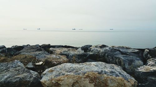 Scenic view of sea against clear sky