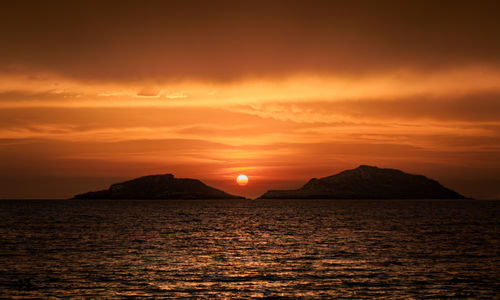 Scenic view of sea against sky during sunset