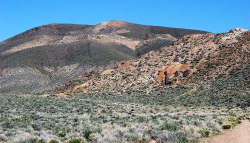 Scenic view of desert against clear sky