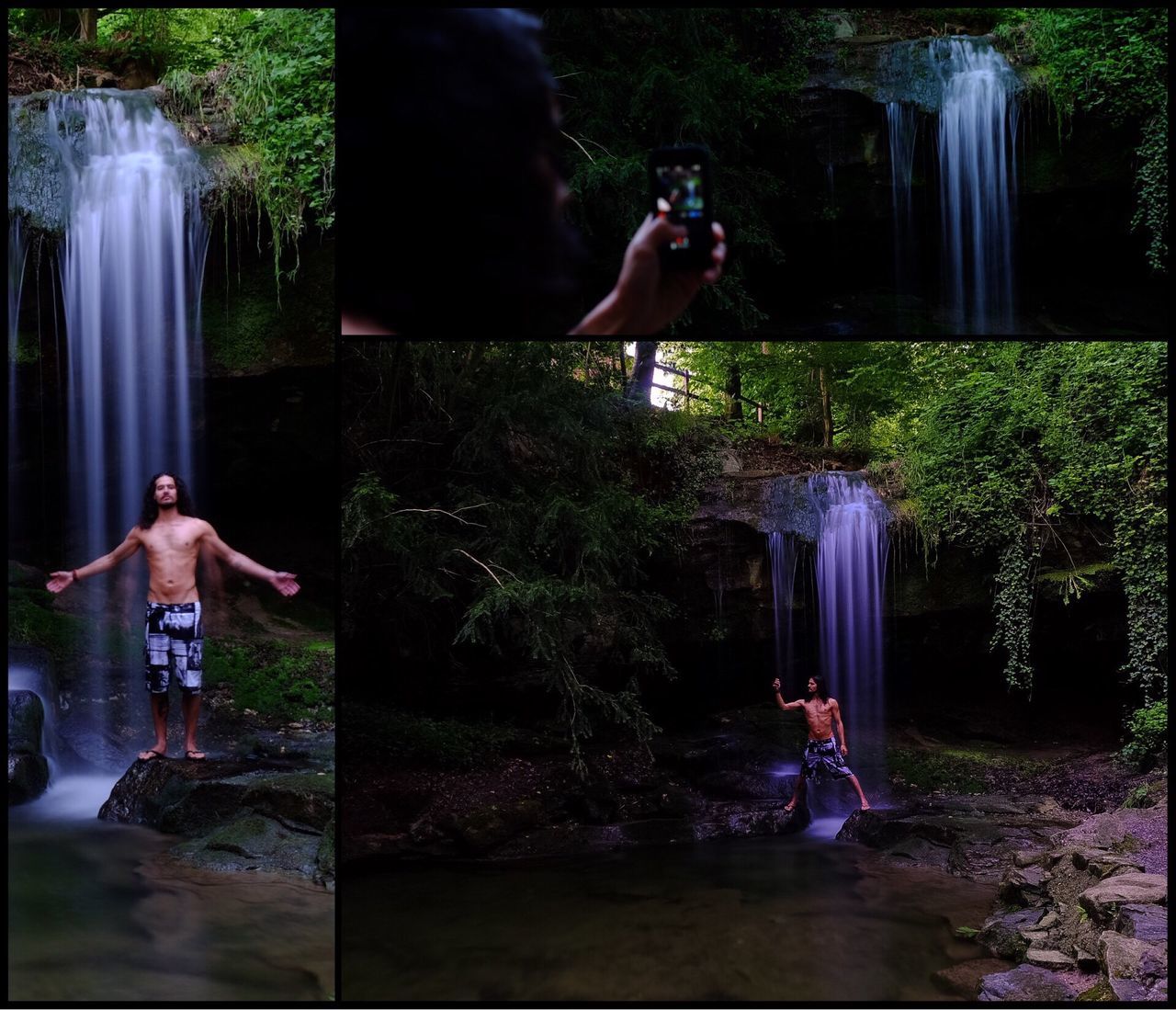 REAR VIEW OF MAN IN WATER