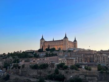 Alcazar of toledo at sunset in autumn.