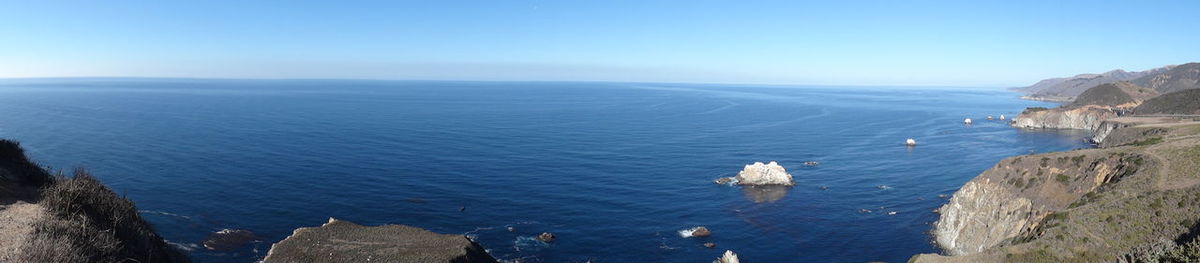 High angle view of sea against clear sky