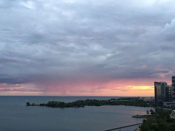 Scenic view of sea during sunset