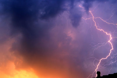 Low angle view of lightning in sky