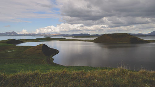 Scenic view of lake against sky