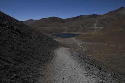 Scenic view of road against clear sky