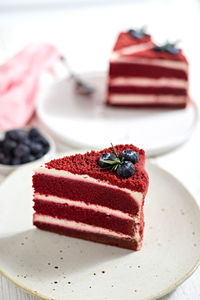 Close-up of dessert in plate on table