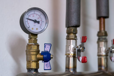 Close-up of pressure gauge