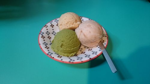 High angle view of ice cream in plate