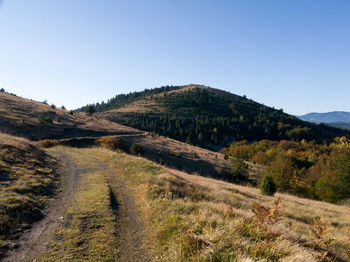 Scenic view of landscape against clear sky
