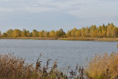 Scenic view of lake against sky