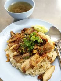 Close-up of meal served in plate