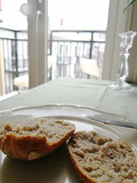 Close-up of breakfast on table