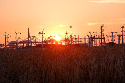 Scenic view of field against sky during sunset