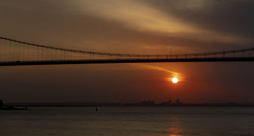 Scenic view of bridge against sky during sunset