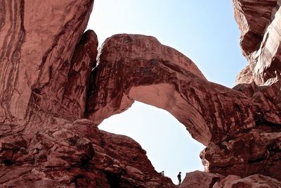 Low angle view of rock formations at arches national park