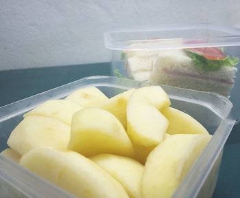 High angle view of fruits in container