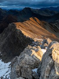 Scenic view of a ridge enlightened by morning sun.