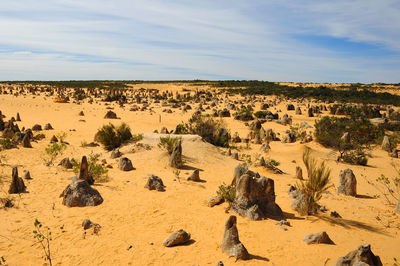 Panoramic view of desert against sky