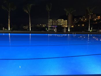 View of illuminated swimming pool