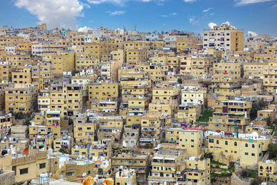 High angle view of townscape against sky